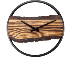 NeXtime - Forest 30cm Hout/ Metaal- Klok Silent